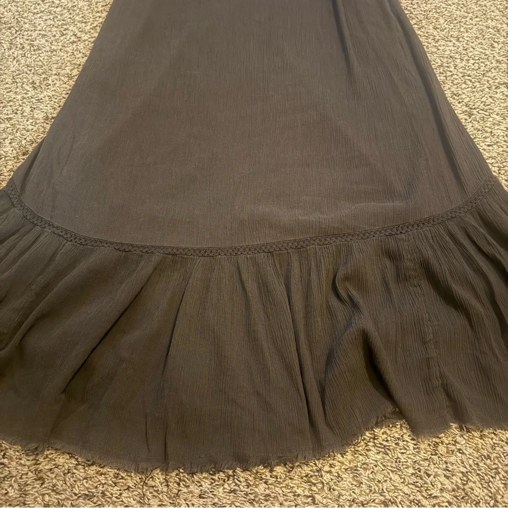 Aerie Summer Maxi Dress Tier Ruffle Hem Spaghetti Straps Gray Womens Size Medium - Picture 6 of 11